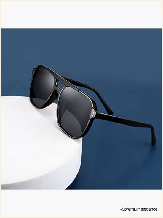 Retro Square Aviator Sunglasses Vintage Trendy Plastic Frame UV400 main image 6
